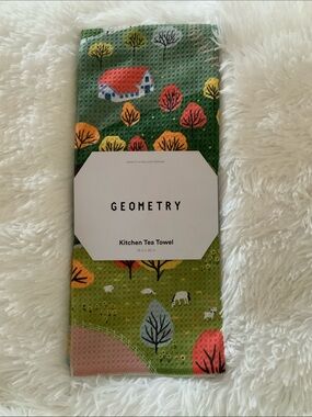 GEOMETRY Green Scenic Kitchen Tea Towel
